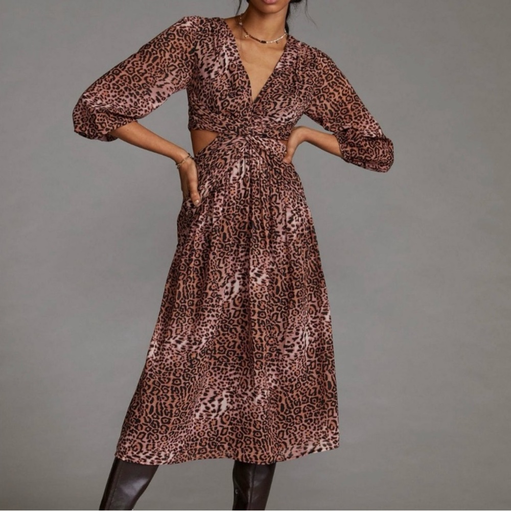 Cut-out Leopard Dress